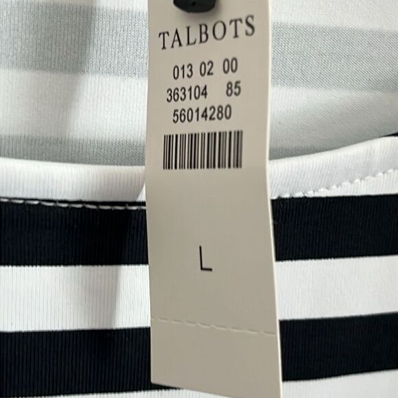 Talbots Women's Black and White Striped Top Nylon Spandex - Picture 4 of 7
